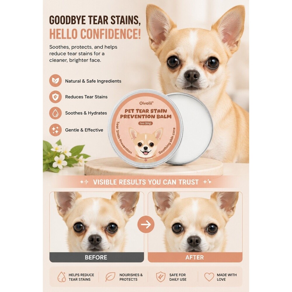 2 Pack Tear Stain Remover Balm for Dogs & Cats Natural Safe Gentle Pet Care